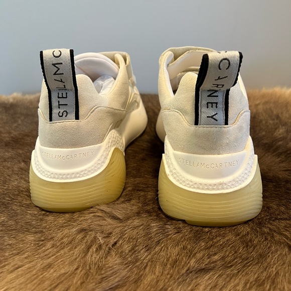 STELLA MCOURTNEY White Leather and Suede Eclypse Sneakers/Trainers - Picture 4 of 9